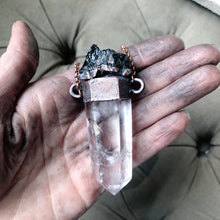 Load image into Gallery viewer, Polished Clear Quartz Point with Black Tourmaline & Grey Moonstone Necklace