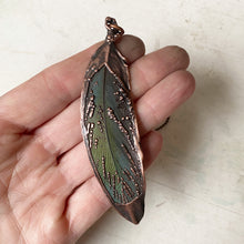 Load image into Gallery viewer, Electroformed Blue & Green Macaw Feather Necklace #3 - Ready to Ship