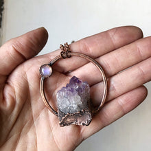 Load image into Gallery viewer, Amethyst Cluster with Rainbow Moonstone Necklace #2 - Tell Tale Heart Collection