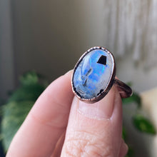 Load image into Gallery viewer, Rainbow Moonstone Ring - Oval #7 (Size 7.5) - Ready to Ship