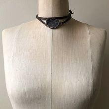 Load image into Gallery viewer, Gray Druzy and Leather Wrap Bracelet/Choker #3 - Ready to Ship