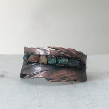 Load image into Gallery viewer, Electroformed Feather Cuff with Raw Chakra Stones #1 - Ready to Ship