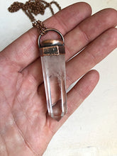 Load image into Gallery viewer, Polished Clear Quartz Point & Golden Rutilated Quartz Topped Necklace #1 (Icarus Soaring)
