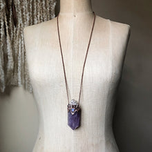 Load image into Gallery viewer, Amethyst Polished Point with Raw Opal & Clear Quartz Candelabra Necklace - Tell Tale Heart Collection