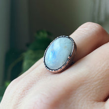 Load image into Gallery viewer, Rainbow Moonstone Ring - Oval #5 (Size 6.25) - Ready to Ship