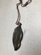 Load image into Gallery viewer, Electroformed Green Macaw Feather Necklace #1 - Ready to Ship