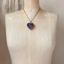 Load image into Gallery viewer, Amethyst Druzy Heart “Shine" Necklace #1 - Ready to Ship