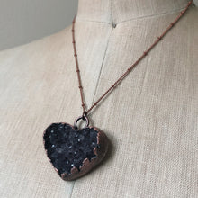 Load image into Gallery viewer, Dark Amethyst Druzy Heart Necklace #4 - Ready to Ship