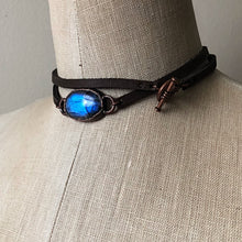 Load image into Gallery viewer, Labradorite and Leather Wrap Bracelet/Choker #1 (5/17 Update)