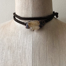 Load image into Gallery viewer, Raw Citrine & Leather Wrap Bracelet/Choker #2 (Icarus Soaring Collection)