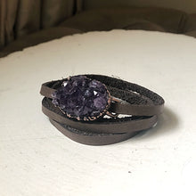 Load image into Gallery viewer, Raw Amethyst Druzy Wrap Bracelet/Choker - Snow Moon Collection
