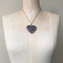 Load image into Gallery viewer, Dark Amethyst Druzy Heart Necklace #7 - Ready to Ship