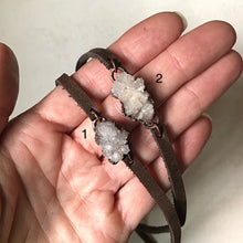 Load image into Gallery viewer, White Druzy and Leather Wrap Bracelet/Choker (Satya Collection)