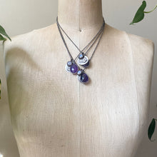 Load image into Gallery viewer, Live By the Moon Sterling Silver Necklace with Amethyst & Rainbow Moonstone - Ready to Ship