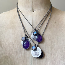 Load image into Gallery viewer, Live By the Moon Sterling Silver Necklace with Amethyst & Rainbow Moonstone - Ready to Ship