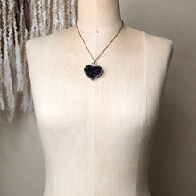 Load image into Gallery viewer, Dark Amethyst Druzy Tell Tale Heart Necklace #1