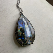 Load image into Gallery viewer, Labradorite New Moon Necklace #1 - Sterling Silver