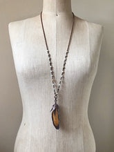 Load image into Gallery viewer, Electroformed Yellow Macaw Feather Necklace - Moksha Collection