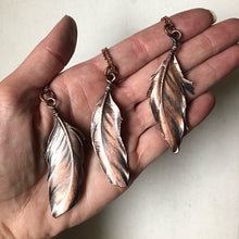 Load image into Gallery viewer, Electroformed Dark Gray Feather Necklace - Ready to Ship