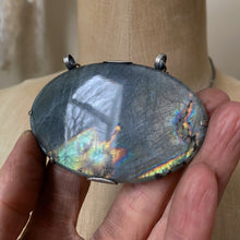 Load image into Gallery viewer, Labradorite New Moon Necklace #3 - Sterling Silver