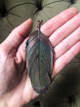 Load image into Gallery viewer, Electroformed Green Macaw Feather Necklace - Ready to Ship