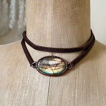 Load image into Gallery viewer, Labradorite and Leather Wrap Bracelet/Choker - Ready to Ship