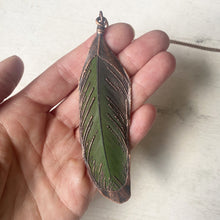 Load image into Gallery viewer, Electroformed Green Macaw Feather Necklace #2- Ready to Ship
