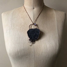Load image into Gallery viewer, Dark Gray Druzy, Rainbow Moonstone & Clear Quartz Necklace #2 - Ready to Ship