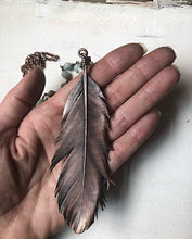 Load image into Gallery viewer, Large Electroformed Feather & Amazonite Necklace #1 - Moksha Collection