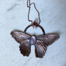 Load image into Gallery viewer, Electroformed Butterfly With Lepidolite & Clear Quartz Necklace - Ready to Ship