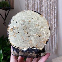 Load image into Gallery viewer, Pyrite, Smoky Quartz and Citrine Crescent Moon Scrying Mirror - Ready to Ship