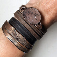 Load image into Gallery viewer, Druzy Wrap Bracelet/Choker - Light Gray with Black Speckles (Flower Moon Collection)