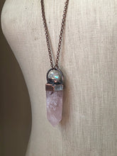Load image into Gallery viewer, Rose Quartz and Angel Aura Cluster Long Necklace - Ready to Ship