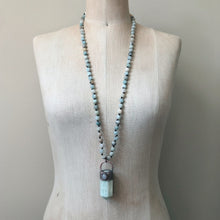 Load image into Gallery viewer, Amazonite Polished Point with Rainbow Moonstone Mala