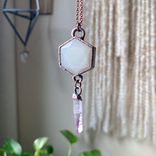 Load image into Gallery viewer, White Moonstone Hexagon and Vera Cruz Amethyst Necklace #3 - Ready to Ship