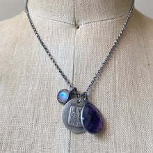 Load image into Gallery viewer, Live By the Moon Sterling Silver Necklace with Amethyst & Rainbow Moonstone - Ready to Ship