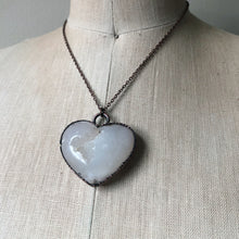Load image into Gallery viewer, White Agate Druzy “Broken Open” Heart Necklace #1 - Ready to Ship