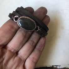 Load image into Gallery viewer, Silver Obsidian and Leather Wrap Bracelet/Choker #2 (Ready to Ship) - Darkness Calling Collection