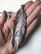 Load image into Gallery viewer, Electroformed Feather and Rainbow Moonstone Necklace #1 - Moksha Collection