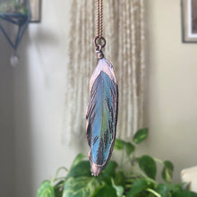 Load image into Gallery viewer, Electroformed Blue & Green Macaw Feather Necklace - Ready to Ship