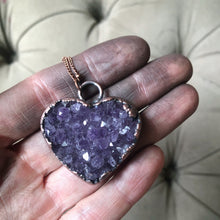 Load image into Gallery viewer, Dark Amethyst Druzy Heart Necklace #3 - Ready to Ship