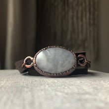 Load image into Gallery viewer, Rainbow Moonstone & Leather Wrap Bracelet/Choker #2 - Ready to Ship