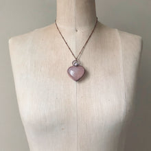 Load image into Gallery viewer, Rose Quartz Heart & Rainbow Moonstone Necklace