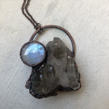 Load image into Gallery viewer, Smoky Quartz Cluster & Rainbow Moonstone Necklace #3 - Ready to Ship