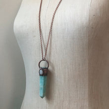 Load image into Gallery viewer, Amazonite Polished Point with Rainbow Moonstone Necklace