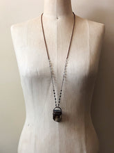 Load image into Gallery viewer, Smoky Quartz Point with Black Druzy Necklace - Ready to Ship (Flower Moon Collection)