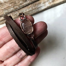 Load image into Gallery viewer, Golden Rutilated Quartz & Leather Wrap Bracelet/Choker #2 (Icarus Soaring Collection)