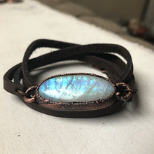 Load image into Gallery viewer, Rainbow Moonstone & Leather Wrap Bracelet/Choker - Ready to Ship