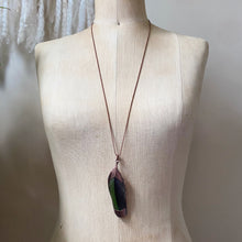 Load image into Gallery viewer, Electroformed Green Macaw Feather Necklace - Ready to Ship