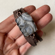 Load image into Gallery viewer, Desert Druzy & Leather Wrap Bracelet/Choker - Ready to Ship